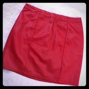 Red leather skirt